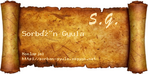 Sorbán Gyula névjegykártya