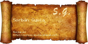 Sorbán Gyula névjegykártya